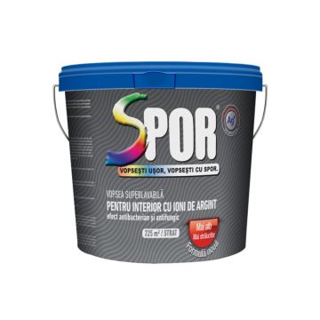 Vopsea superlavabila interior, Spor cu Ioni de argint, alb, 4 l