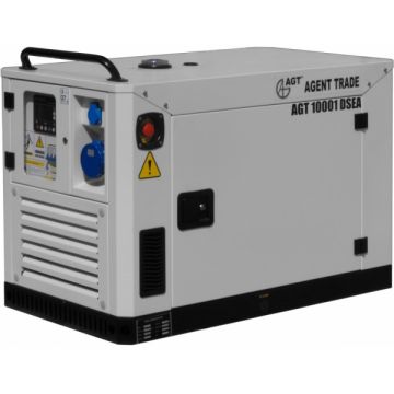 AGT  10001 DSEA - Generator de uz general 9.6 kW Yto - 16 CP 25  l pornire electrica motorina insonorizat protectie termica senzor lipsa ulei protectie suprasarcina regulator tensiune AVR voltmetru monofazat