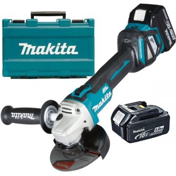 Makita  DGA511RTE - Polizor unghiular cu 2 acumulatori Li-Ion 18 V 5 Ah 125 mm valiza plastic