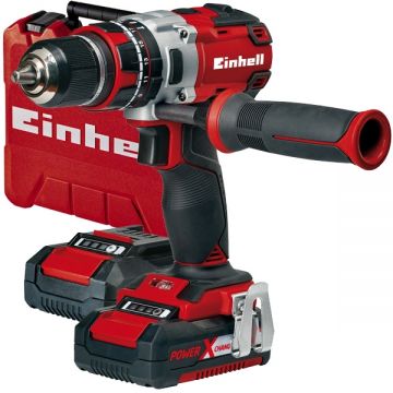 Einhell  TE-CD 18 Li-i BL PXC - Masina de gaurit si insurubat cu percutie cu 2 acumulatori Li-Ion 18 V 2 Ah 60 Nm motor fara perii led iluminare valiza plastic