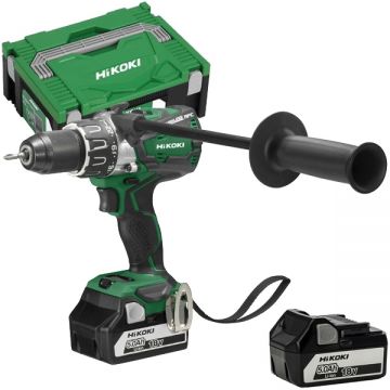 HiKOKI  DV18DBL2WPZ - Masina de gaurit si insurubat cu percutie cu 2 acumulatori Li-Ion 18 V 5 Ah 136 Nm motor fara perii led iluminare valiza speciala