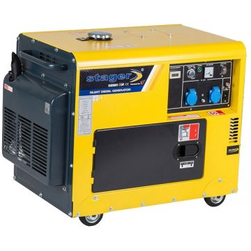 Stager  DG 5500S+ATS - Generator de uz general 4.2 kW Stager UD 186 - CP 16  l pornire automatizata motorina insonorizat protectie suprasarcina regulator tensiune AVR voltmetru monofazat