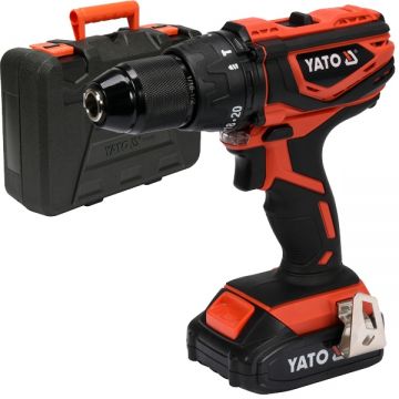 Yato  YT-82788 - Masina de gaurit si insurubat cu percutie cu 1 acumulator Li-Ion 18 V 2 Ah 40 Nm led iluminare valiza plastic