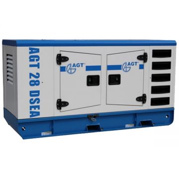 AGT  28 DSEA - Generator de uz general - kW - - 36 CP 80  l pornire electrica motorina insonorizat protectie termica senzor lipsa ulei protectie suprasarcina regulator tensiune AVR contor ore functionare trifazat