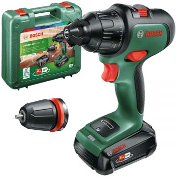 Bosch  AdvancedImpact 18 - Masina de gaurit si insurubat cu percutie cu 1 acumulator Li-Ion 18 V 2.5 Ah 39 Nm motor fara perii mandrina detasabila led iluminare valiza plastic