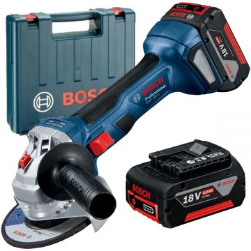Bosch  GWS 180-LI - Polizor unghiular cu 2 acumulatori Li-Ion 18 V 4 Ah 125 mm valiza plastic