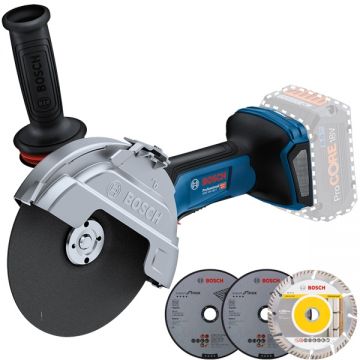 Bosch  GWS 18V-180 P - Polizor unghiular fara acumulatori si incarcator Li-Ion 18 V - Ah 180 mm accesorii