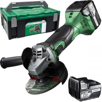 HiKOKI  G18DSL2WUZ - Polizor unghiular cu 2 acumulatori Li-Ion 18 V 5 Ah 125 mm valiza plastic