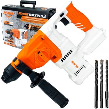 Ruris  RMX2813 - Rotopercutor SDS-Plus fara acumulatori si incarcator Li-Ion 20 V - Ah 2.8 J valiza plastic accesorii