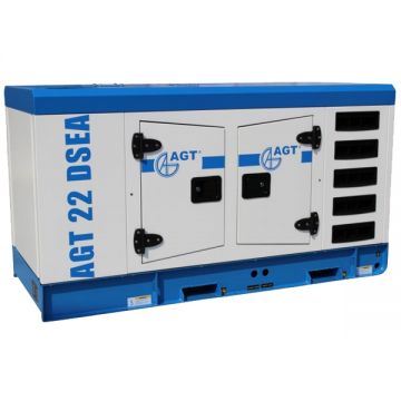 AGT  22 DSEA - Generator de uz general - kW - - 31 CP 80  l pornire electrica motorina insonorizat protectie termica senzor lipsa ulei protectie suprasarcina regulator tensiune AVR trifazat