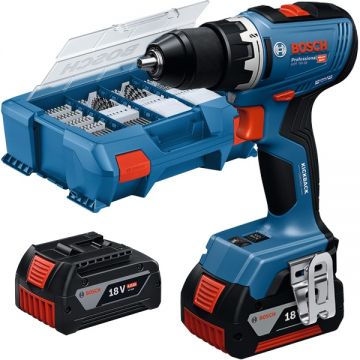 Bosch  GSR 18V-65 - Masina de gaurit si insurubat cu 2 acumulatori Li-Ion 18 V 4 Ah 63 Nm valiza plastic accesorii