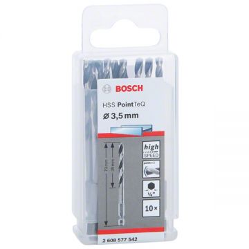 Bosch  HSS PointTeQ - Set burghie metal HSS-PointTeq 3.5  mm tija hexagonala 10  bucati