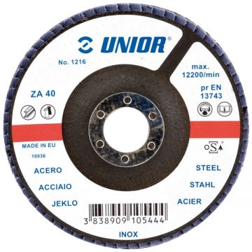 Unior  1216 - Disc lamelar profil drept 125x22 mm granulatie 60