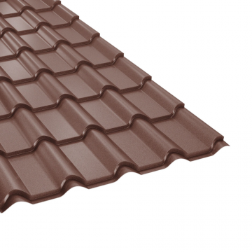 Țiglă metalică Bilka, balcanic, maro ciocolatiu mat, 0.50 mm, 2.23 x 1.18 m