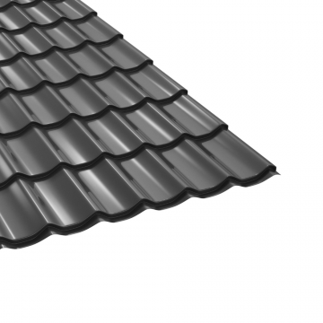 Țiglă metalică Bilka, clasic, gri grafit lucios, 0.40 mm, 2.57 m x 1.20 m
