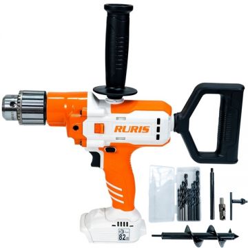 Ruris  RMX 1390 - Masina de gaurit si insurubat fara acumulatori si incarcator Li-Ion 20 V - Ah 130 Nm accesorii