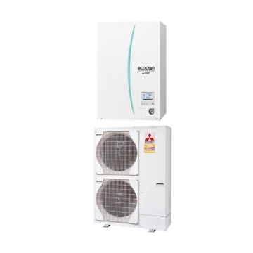Set Pompă de Căldură Aer-Apă Mitsubishi Zubadan 14 kW, Split Hidrobox, Încălzire/Racire, R410, 380V