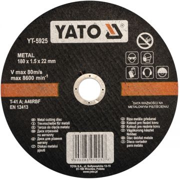 Yato  YT-5925 - Disc taiere metal 180x22x1.5 mm 1 buc