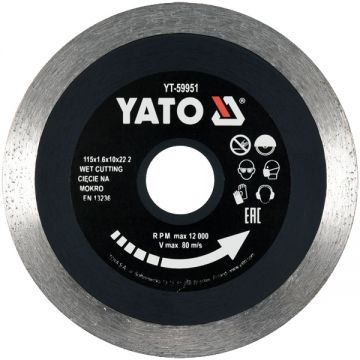 Yato  YT-59951 - Disc diamantat de taiere continuu 115x22.2x1.6 mm taiere umeda si uscata