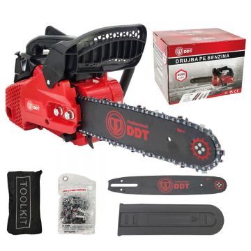Drujba benzina 25cc 4.5CP lama 30cm 2 lame 2 lanturi motor 2T pornire manuala DDT 0050
