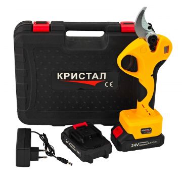 Foarfeca de Gradina cu Acumulator DDT-CRISTAL, 24V, 2Ah, Deschidere Maxima 45mm, Motor Brushless, Design Ergonomic, Tăiere Precisa