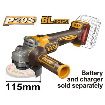 INGCO polizor unghiular fără fir 115 mm fără perie de carbon 20 V (fără acumulator și încărcător)