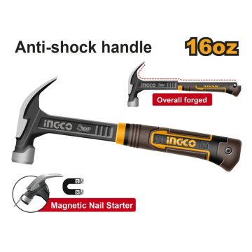INGCO Ciocan de tâmplar 450 g magnetic ușor