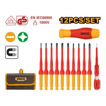 INGCO Set șurubelnițe izolate 12 piese până la 1000 V izolate