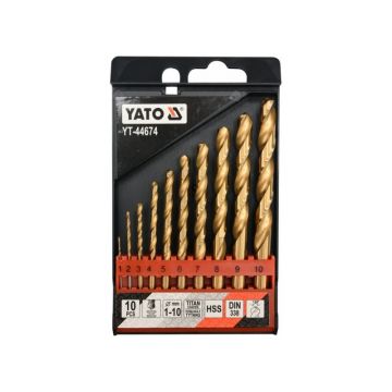 YATO Set burghie 10 piese 1-10 mm HSS-TiN