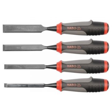 YATO set tăietor de lemn 4 piese cu mâner din plastic 10-12-16-20 mm CrV