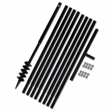 Burghiu de sol cu maner 80 mm cu tub prelungitor 9 m, otel