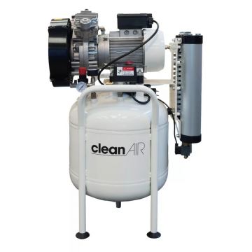 Compresor de aer medical cu piston fara ulei, silentios, cu uscator montat pe rezervor - 50 l, 1.5 kW, 350 L/min, 8 bari - ABAC-CleanAir-CLR-20/50T