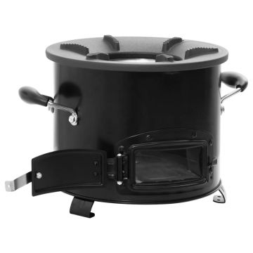 Gossi aragaz cu lemne pentru camping, negru, 36x26x22,5 cm, metal