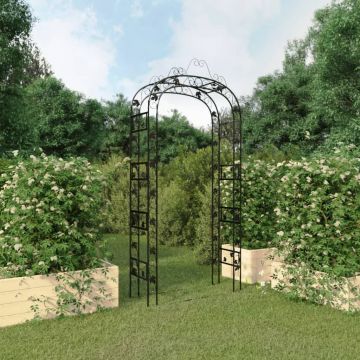 Gossi arcada de gradina, negru, 116x45x240 cm, otel