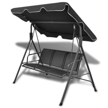 Gossi balansoar de gradina cu copertina, negru