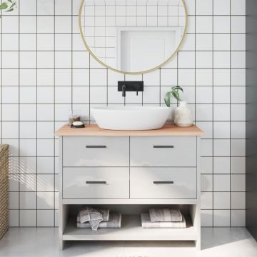 Gossi blat de baie, 100x30x2 cm, lemn masiv netratat