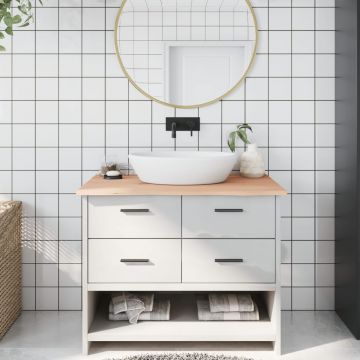 Gossi blat de baie, 100x50x2 cm, lemn masiv netratat