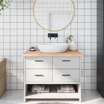 Gossi blat de baie, 100x50x4 cm, lemn masiv netratat
