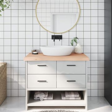 Gossi blat de baie, 100x50x6 cm, lemn masiv netratat