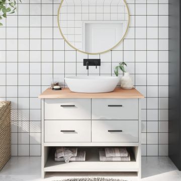 Gossi blat de baie, 100x60x2 cm, lemn masiv netratat