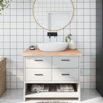 Gossi blat de baie, 100x60x6 cm, lemn masiv netratat
