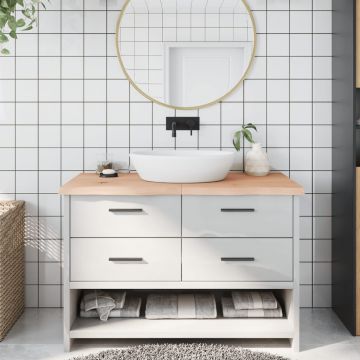 Gossi blat de baie, 120x50x4 cm, lemn masiv netratat