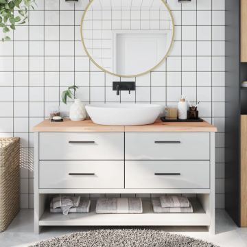 Gossi blat de baie, 140x60x4 cm, lemn masiv netratat