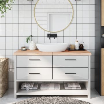 Gossi blat de baie, 140x60x6 cm, lemn masiv netratat