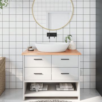 Gossi blat de baie, maro deschis, 100x40x2 cm, lemn masiv tratat