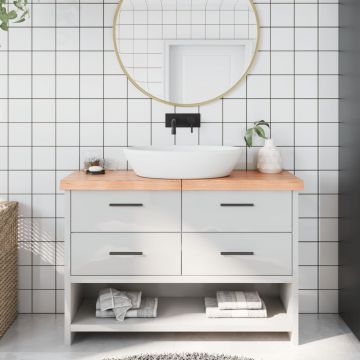 Gossi blat de baie, maro deschis, 120x30x6 cm, lemn masiv tratat