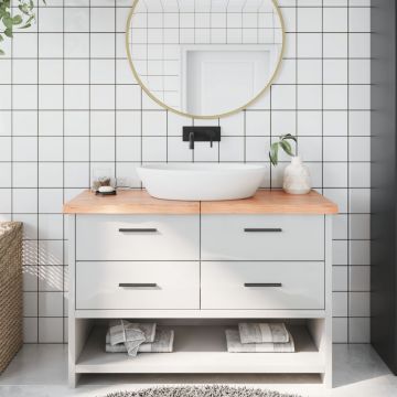 Gossi blat de baie, maro deschis, 120x40x(2-4) cm, lemn masiv tratat