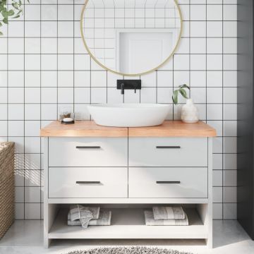 Gossi blat de baie, maro deschis, 120x40x6 cm, lemn masiv tratat