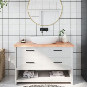 Gossi blat de baie, maro deschis, 120x50x(2-4) cm, lemn masiv tratat