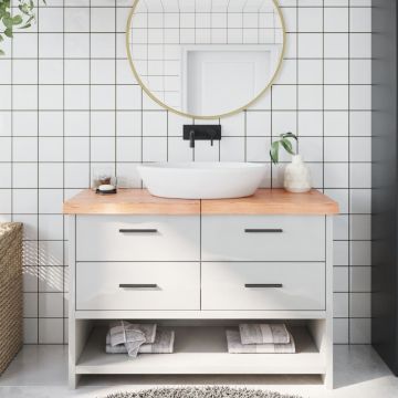 Gossi blat de baie, maro deschis, 120x50x(2-6) cm, lemn masiv tratat